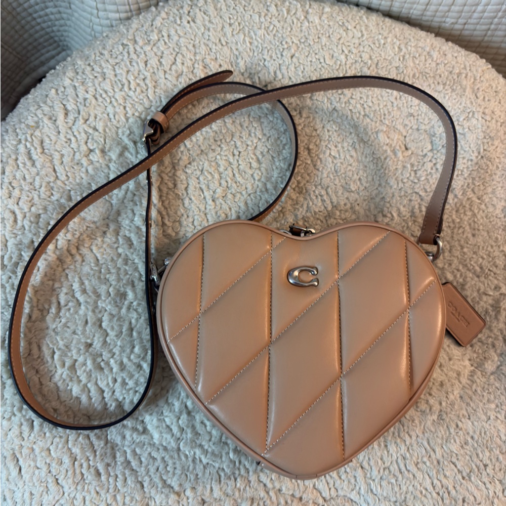 Coach Heart Crossbody
With Quilting in Buff Silver Hardware